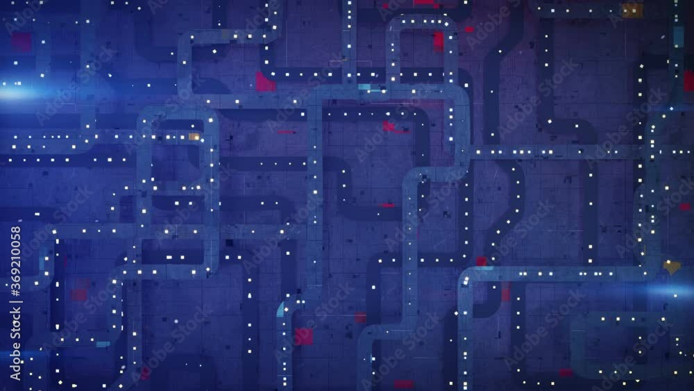 Poster blue microchip board. futuristic technology stylized design. seamless loop 3d render animation