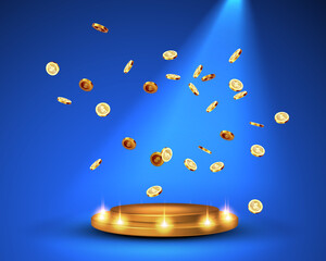Vector illustration of the gold coins blast