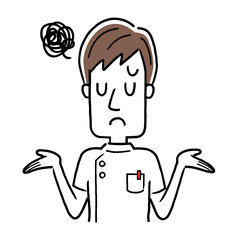 Vector Illustration Material: Young male nurse with a frightened look