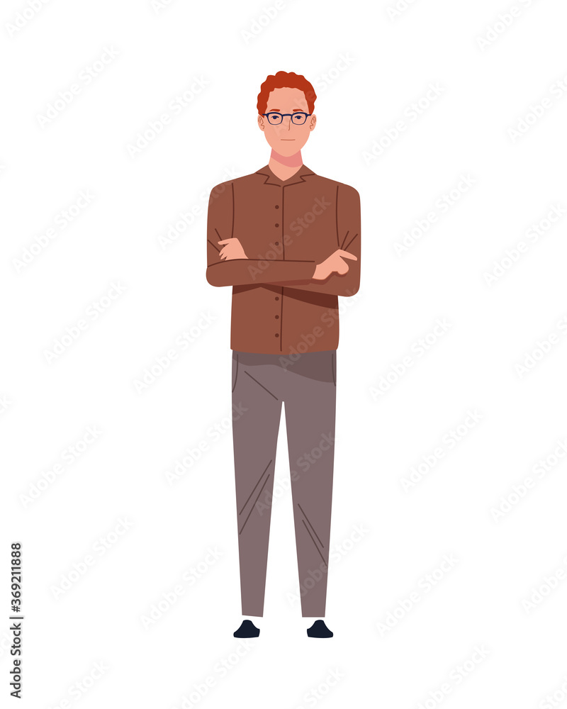 Canvas Prints young man casual with eyeglasses avatar character