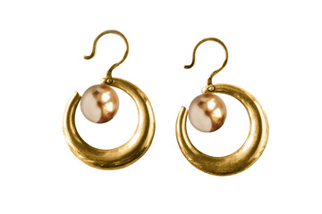 Fototapeta Gold earrings isolated obraz