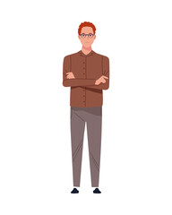 young man casual with eyeglasses avatar character
