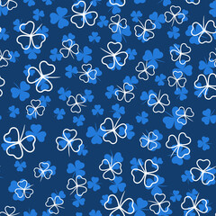Fototapeta premium Seamless pattern with clover leaves. Modern background with repeating elements for packaging, printing, fabric. Vector illustration