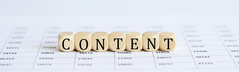 Text CONTENT on a wooden cube blocks