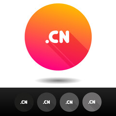 Domain CN sign buttons. 5 Icons top-level internet domain symbols.