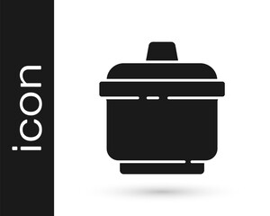 Grey Cooking pot icon isolated on white background. Boil or stew food symbol. Vector Illustration.