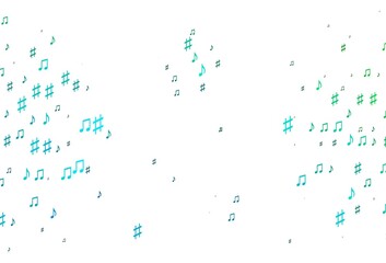 Light Blue, Green vector texture with musical notes.