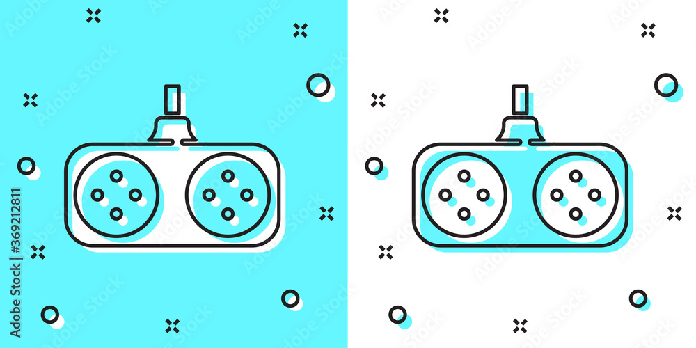 Aufkleber black line gamepad icon isolated on green and white background. game controller. random dynamic shap