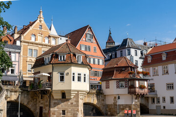 Naklejka na ściany i meble view of the historic old city center of Esslingen on the Neckar