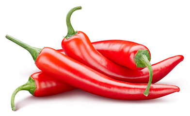 Red hot chili peppers geïsoleerd op witte achtergrond