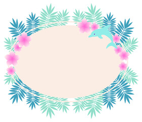 プルメリアとイルカのトロピカルフレーム