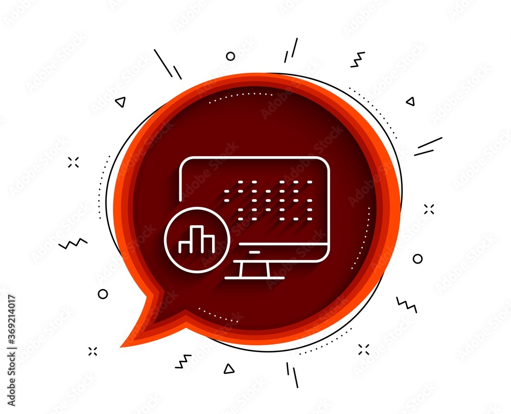 Poster report statistics line icon. chat bubble with shadow. column graph sign. growth diagram symbol. thin