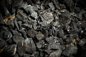 Close up view of charcoal as a background. Abstract background.