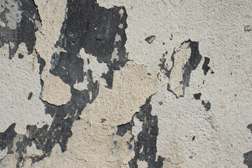 Old white painted wall with cracks as a background. Abstract background.