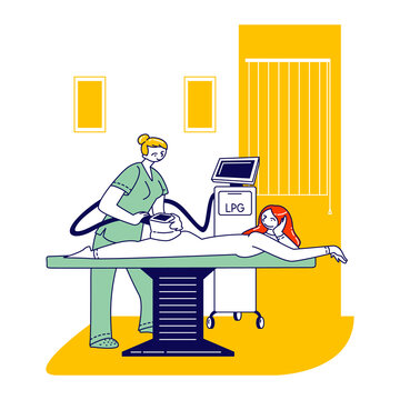 woman receiving lpg treatment in clinic clip art preview