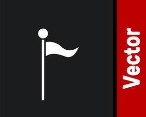 White Flag icon isolated on black background. Location marker symbol. Vector Illustration.