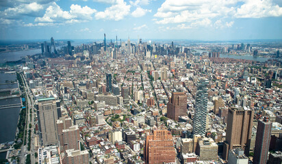 Aerial view of Manhattan, New York, USA. Ocean of building.