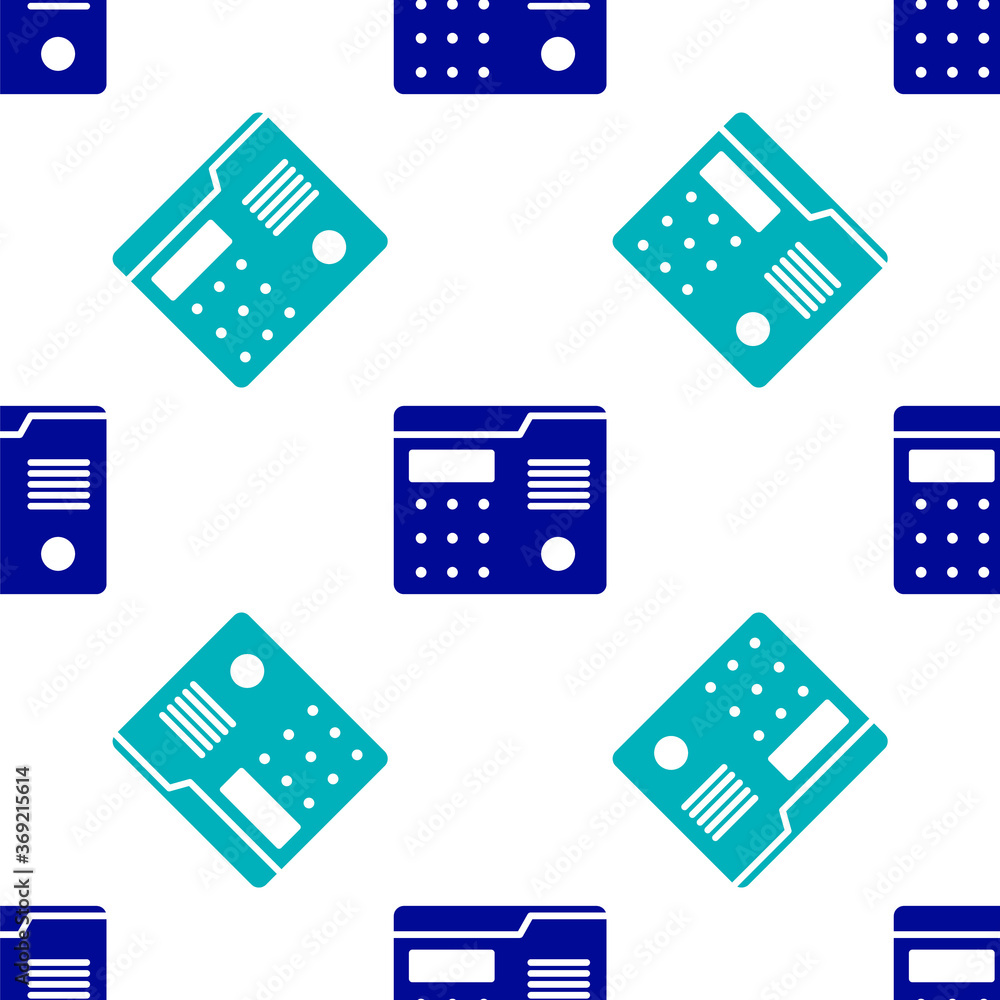 Poster blue house intercom system icon isolated seamless pattern on white background. vector illustration.