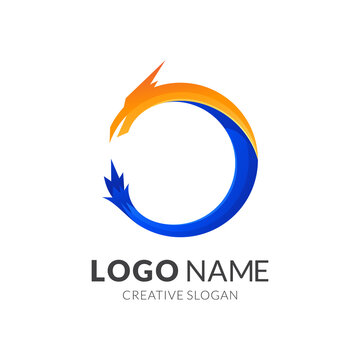 dragon logo design, modern 3d logo style in gradient yellow and blue color