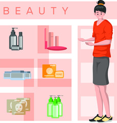 Illustration of online beauty shop products catalogue menu