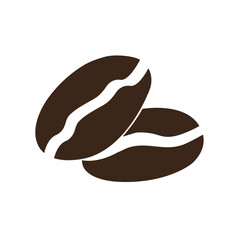 Two dark brown coffee beans icon on a white background