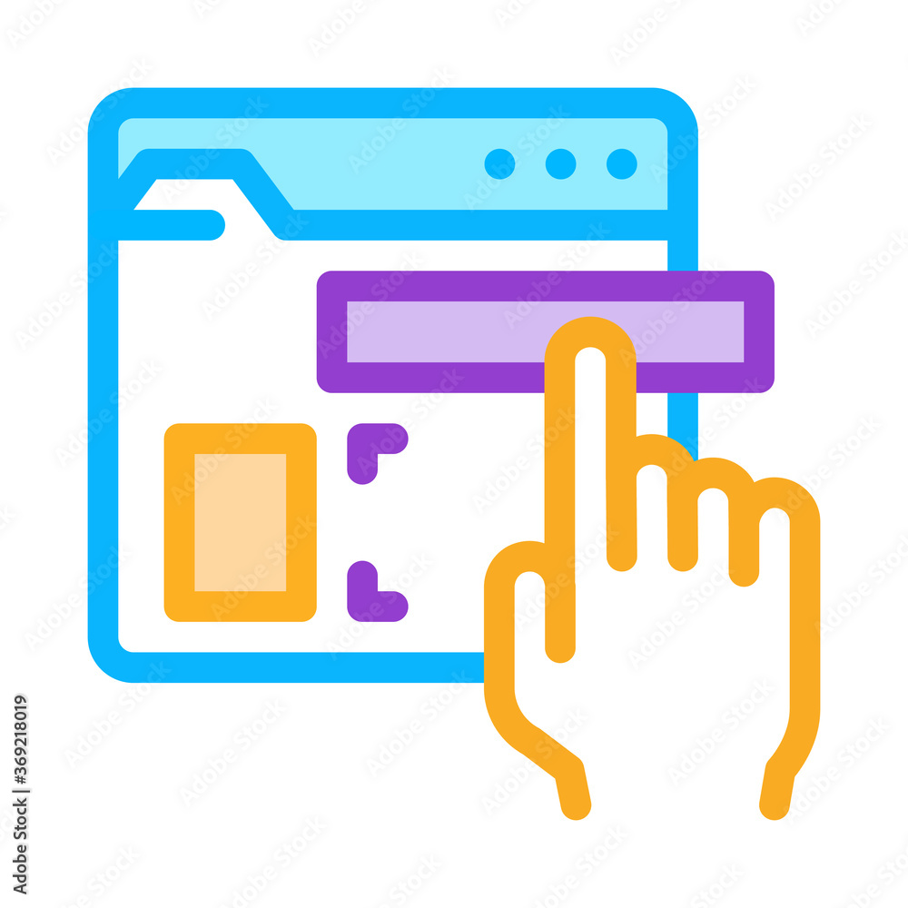 Poster web site elements dragging icon vector. web site elements dragging sign. color symbol illustration