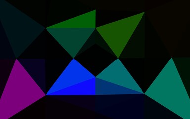 Dark Multicolor, Rainbow vector low poly layout. Shining illustration, which consist of triangles. New texture for your design.