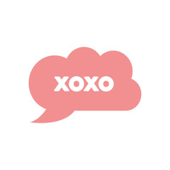 slang bubble concept, pink cloud with xoxo word icon, line fill style