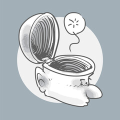 empty brain funny cartoon head that symbolizes stupid people. vector illustration.