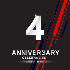 4 anniversary logo vector template. Design for banner, greeting cards or print