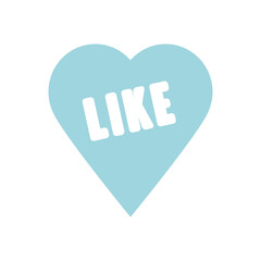 slang bubble concept, blue heart with like word icon, line fill style