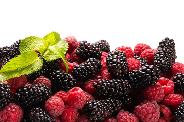 Raspberry, blackberry and mint leaf