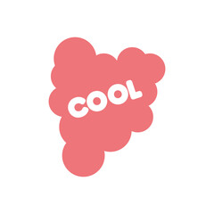 slang bubble concept, red cloud with cool word, line fill style