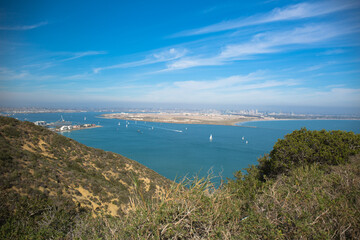 Fototapeta na wymiar San Diego Bay seen from Cabrillo National Monument, San Diego, California, USA