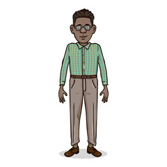 Vector Cartoon Character - Young Afroamerican Nerd Man