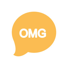 slang bubble concept, orange speech bubble with omg word icon, line fill style