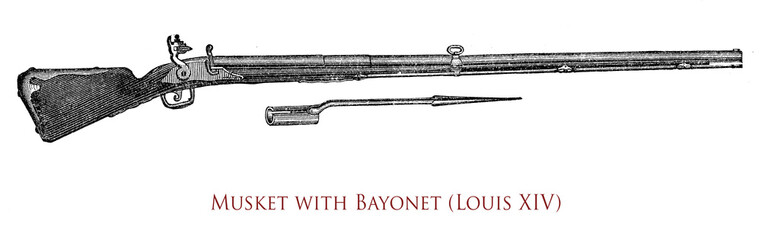 France, musket with bayonet at Louis XIV times