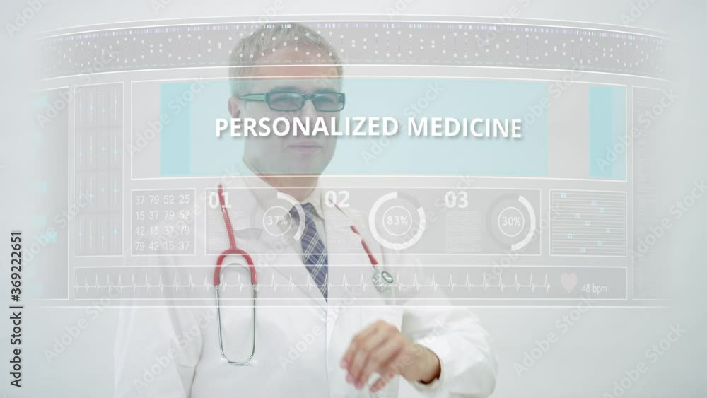 Poster scrolling to personalized medicine tab on a modern computer screen