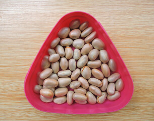 Dry seeds of jackfruit. The seeds from ripe jackfruit are edible. 
