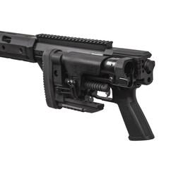Modern sniper rifle without telescopic sight isolate on white background. Weapons for the army,...