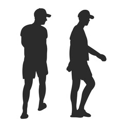 vector, isolated, black silhouette of a walking man