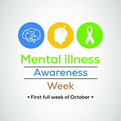 Mental Health Awareness week an annual campaign highlighting awareness of mental health observed each year during the first full week of October. Vector design illustration.
