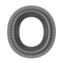 3d Metal wire isolated creative letter O