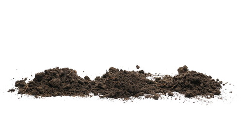 Dirt, soil pile isolated on white background