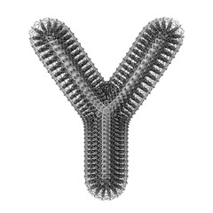 3d Metal wire isolated creative letter Y