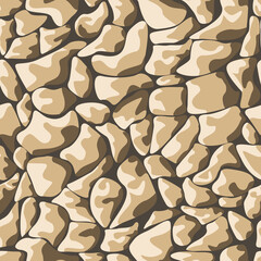 Stone texture background seamless pattern, cobblestone pavement. Vector illustration 