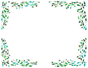 Illustration decorated Iluustration frame for invitation or annoucement with green leaves design