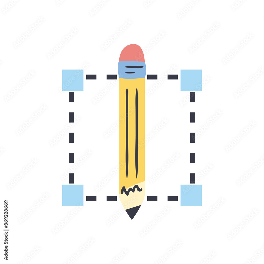 Poster pencil with striped square line and fill style icon vector design