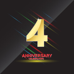 4 anniversary logo vector template. Design for banner, greeting cards or print