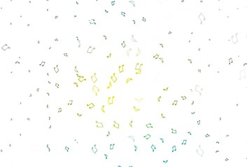 Light Blue, Yellow vector template with musical symbols.